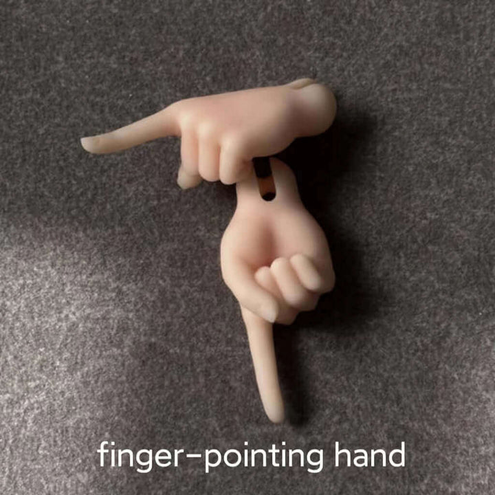 Finger pointing hand pose for G01 BJD doll, offering unique articulation for various poses