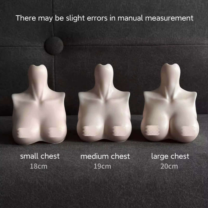 Comparison of three chest types for Mdoll School G01 BJD doll: S, M, and L chest sizes side by side