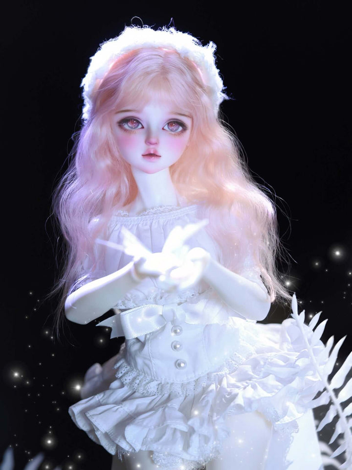 KiKi BJD doll, fully posed with intricate outfit and customized facial features