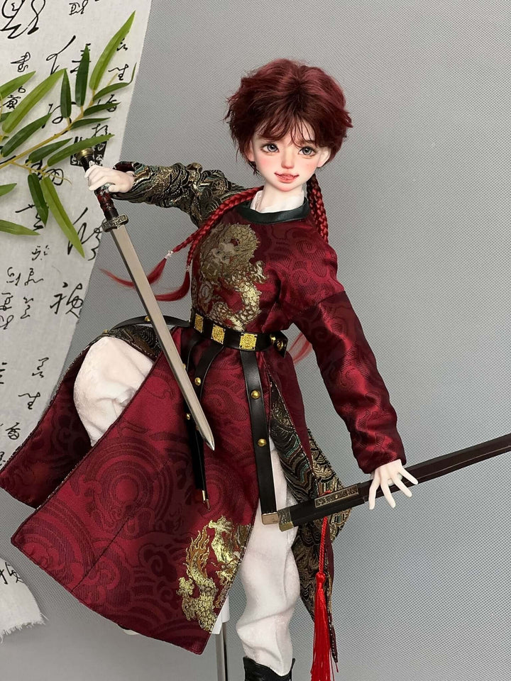 Muhan’s Puppy BJD doll with full outfit and makeup, showing detailed resin body